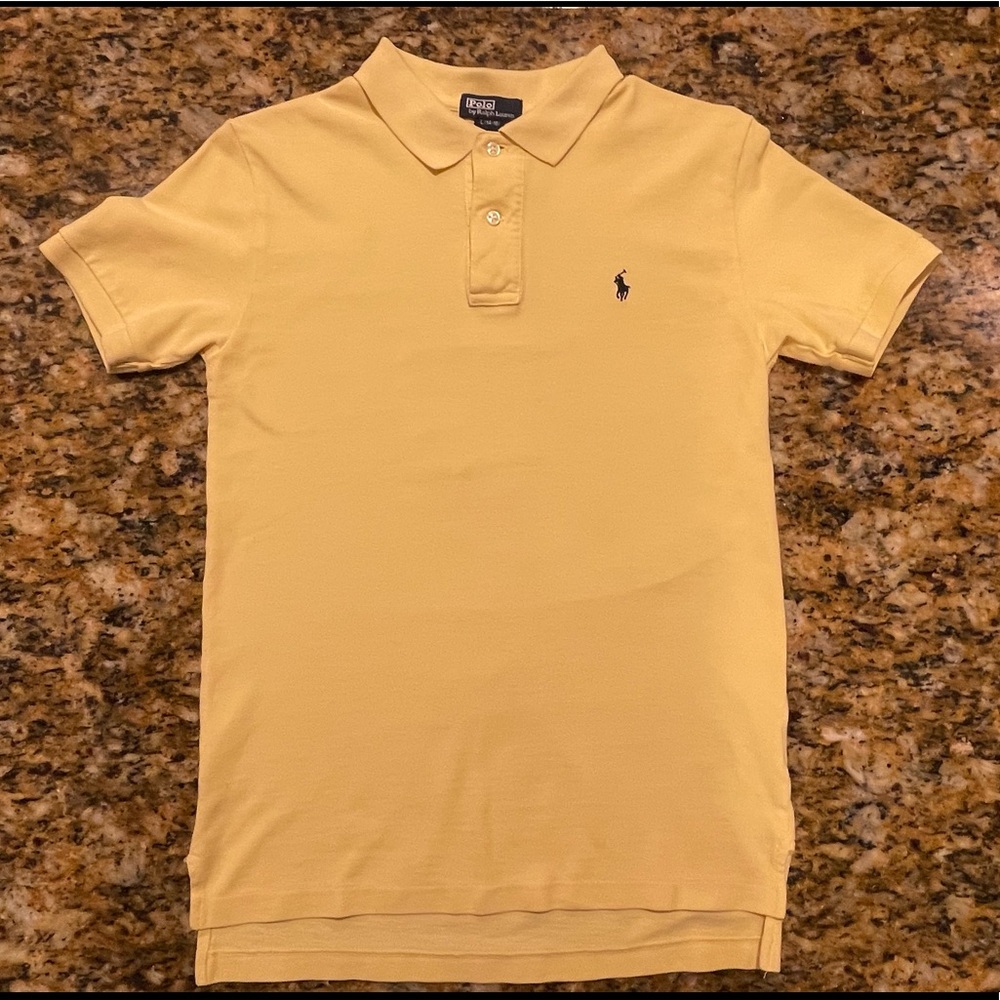 Boys Large (14-16) Polo Ralph Lauren Short Sleeve Button Shirt Pale Yellow